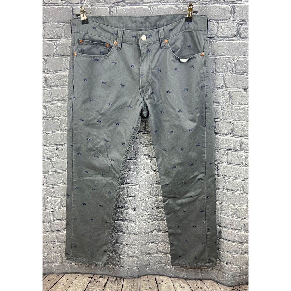 Levi's 511 Pants Mens 36x30 Gray Chino Straight All Over Print Sun Rise